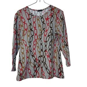 J MCLAUGHLIN Women's Top Chain Print Stretch Long Sleeve Lightweight Medium